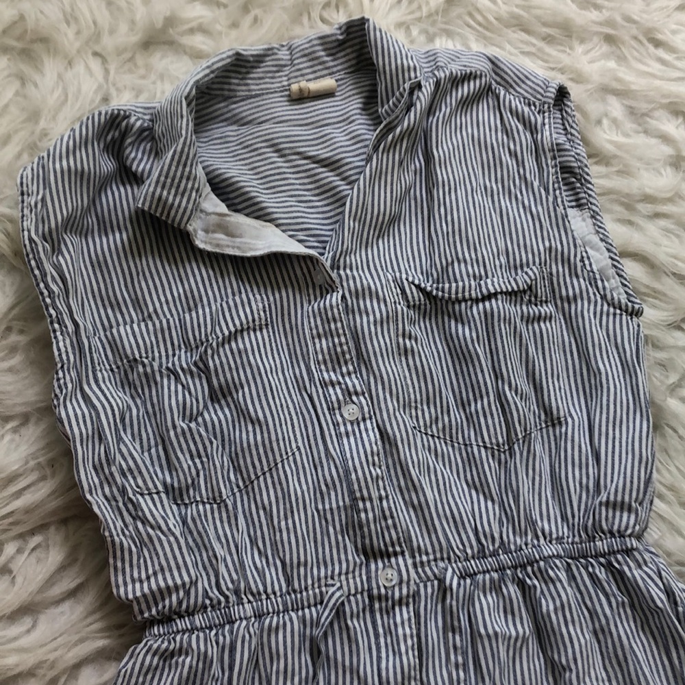 Stripped Dress White and Blue Sleeveless
